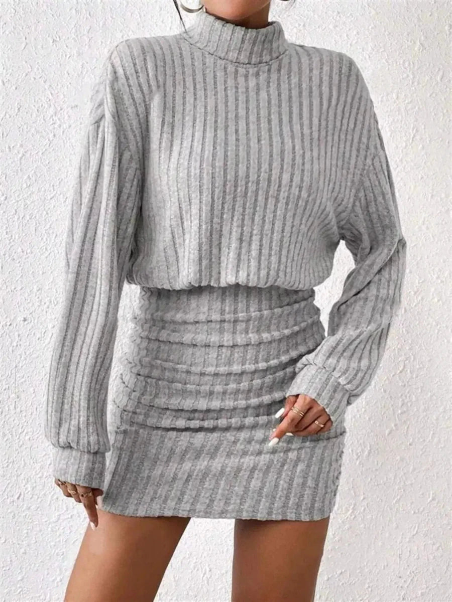 Cozy Command Maeve Ribbed Turtleneck Sweater Mini Dress - Lustreve