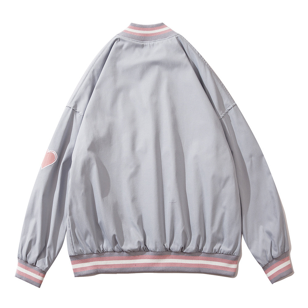 High Street Vintage Alphabet Embroidery Bomber Jacket