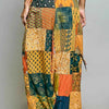POL Printed Patchwork Wide Leg Pants with Adjustable Side Drawstring