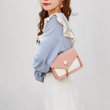 Sweet & Cute Small Messenger Bag – Cat Tassel Chain Shoulder Square Bag