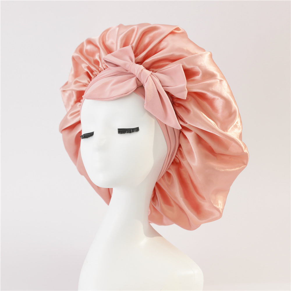 Luxury Silk Satin Bonnet for Women – Night Sleep Cap with Tie Band for Curly Hair