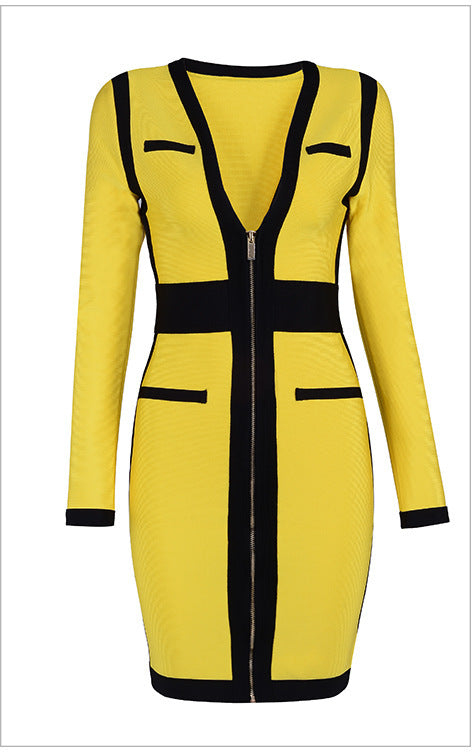 Robe crayon à col en V contrasté Von Dutch