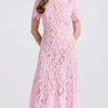 Lace Pearl Neckline Midi Dress