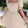 Square Neck Puff Sleeve A-Line Mini Dress
