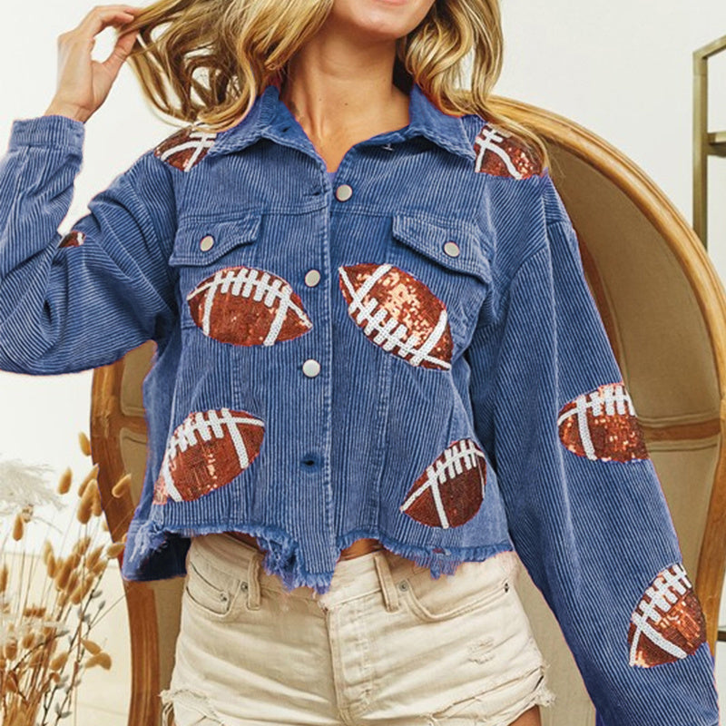 Rugby Print Baseball Jacket