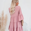 Whimsical Ruffle Lace-Up Chiffon Dress