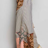 POL Striped Floral Patchwork Wide leg Pants with Side Big Star Patch