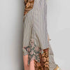 POL Striped Floral Patchwork Wide leg Pants with Side Big Star Patch
