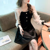Chiffon Panel Velvet Elegance Dress