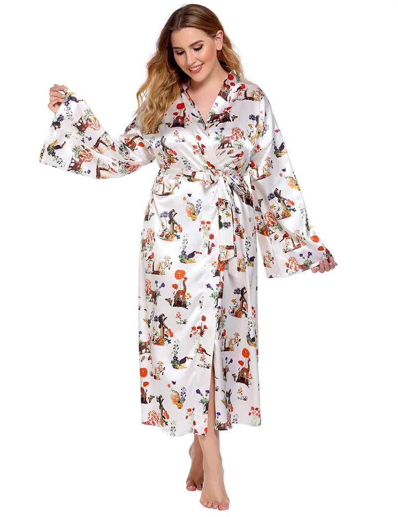 Late Night Bloom Luxe Floral Robe - Curve
