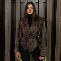 All-match Retro Leather Coat