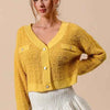 SO ME Frayed Tweed Knit Buttoned Front Cardigan