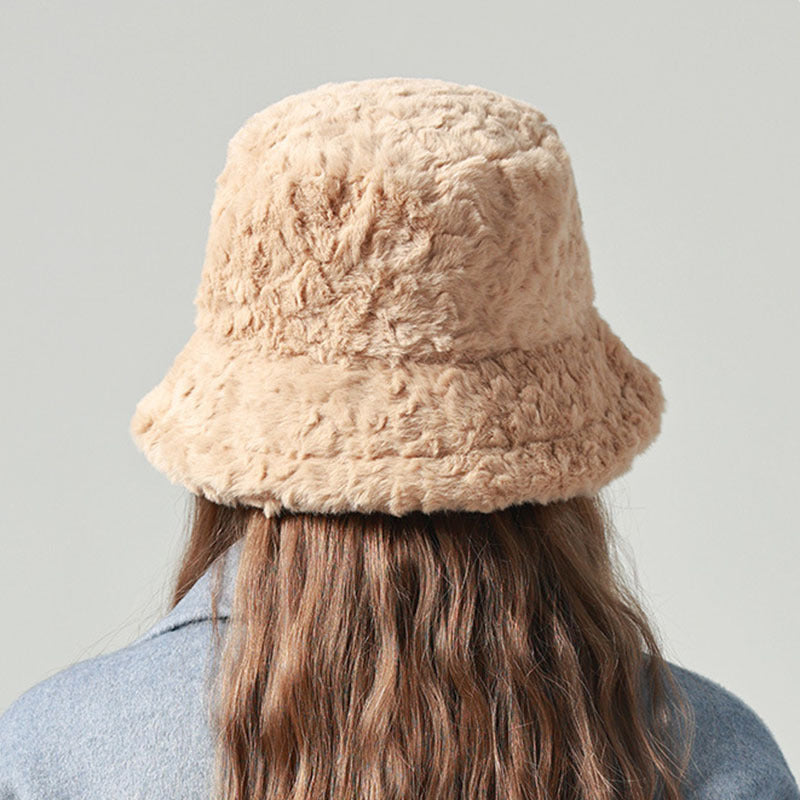 Lambswool Fisherman Hat – Winter Warm Solid Color Bucket Hat for Women