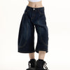 Retro Wide-Leg Denim Culotte Pants