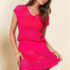 Davi & Dani Sleeveless V Neck Mesh Knit Cover Up Dress - Lustreve