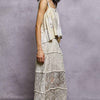 POL Floral Embroidered Tiered Crochet Skirt