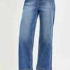 RISEN Elastic Band High Rise Cropped Wide Jeans