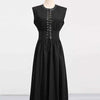 Lace-Up Corset Sleeveless Midi Dress