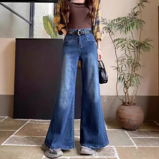Sky High Waist Denim Trousers