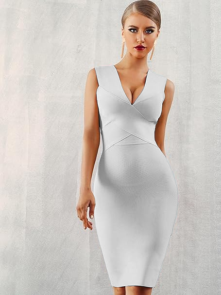 Sculpted Elegance V-Neck Bandage Dress