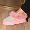 WILD DIVA Embellished Faux Fur Platform Booties