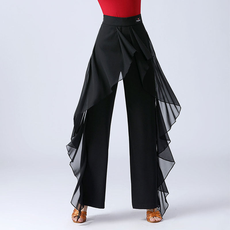 Bold Steps Ruffle Wide-Leg Chiffon Pants