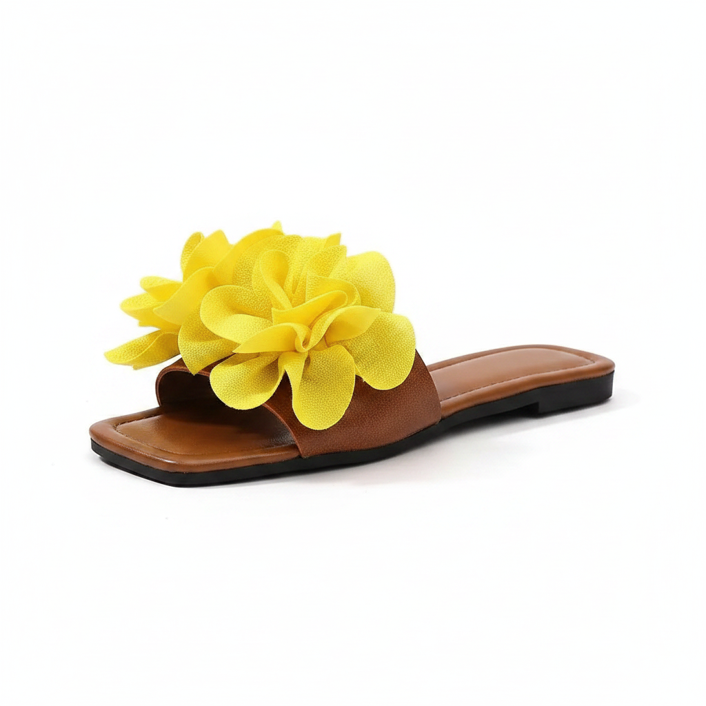 Emerald Blossom Flat Sandals