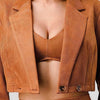 Diagonal Bralette With Cropped Blazer Jacket & Mini Skirt 3pcs Sets - Lustreve
