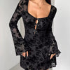Dirty Elizabet Lace Flare Sleeve Mini Dress - Lustreve