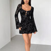 Dirty Elizabet Lace Flare Sleeve Mini Dress - Lustreve