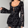 Dirty Elizabet Lace Flare Sleeve Mini Dress - Lustreve