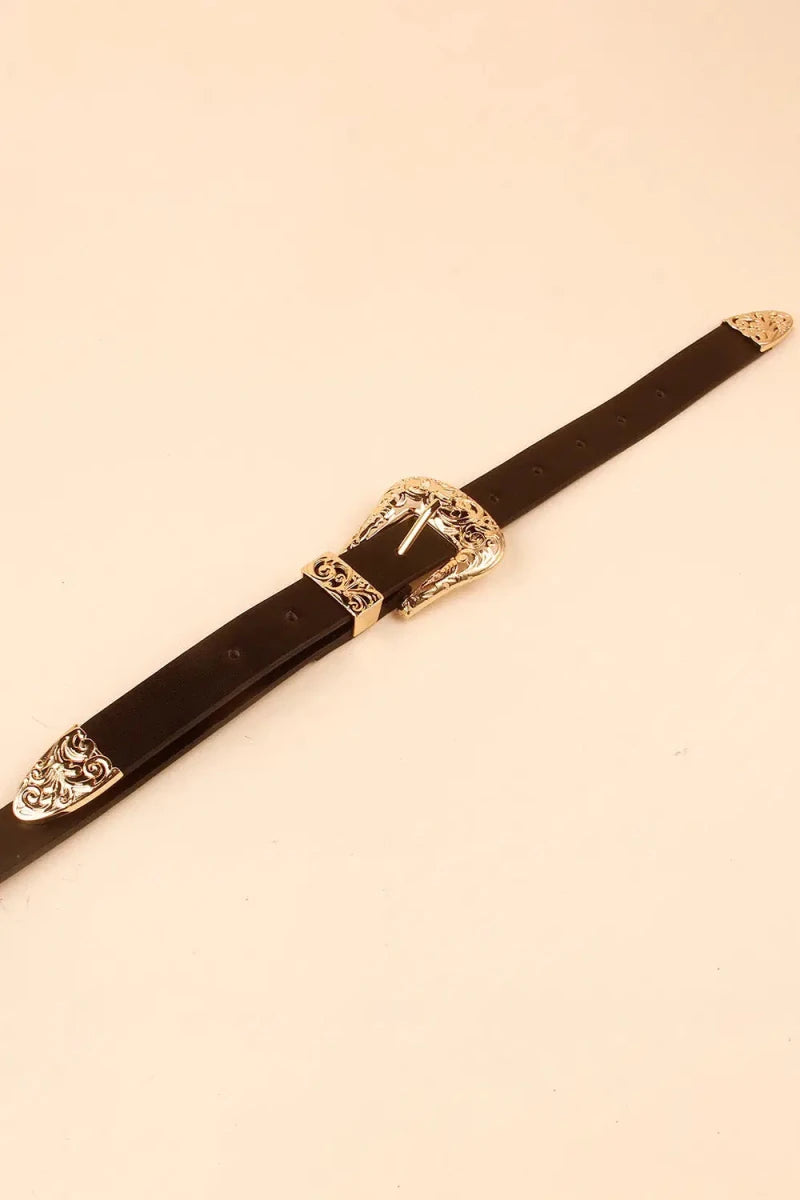 Double Buckle PU Leather Belt - Lustreve