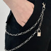 Double Layered Iron Chain Belt with Lock Charm - Lustreve