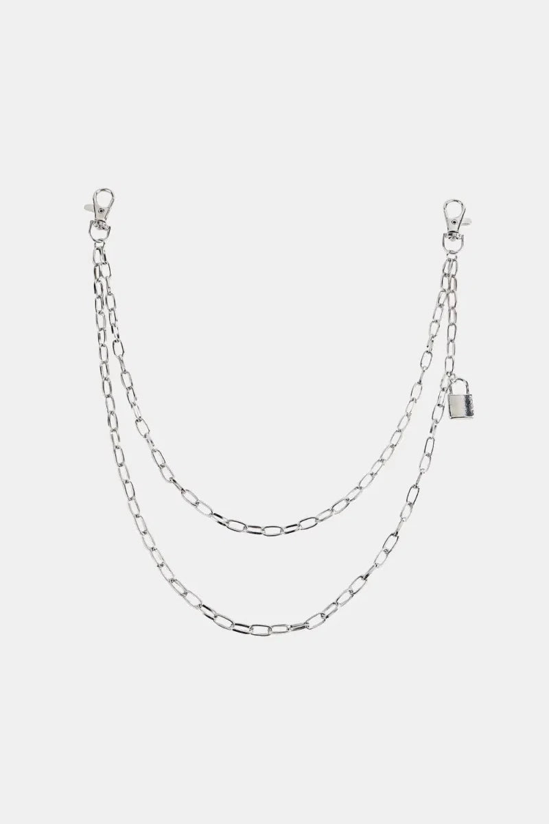 Double Layered Iron Chain Belt with Lock Charm - Lustreve