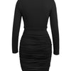 Draped in Elegance V - Neck Bodycon Mini Dress - Lustreve