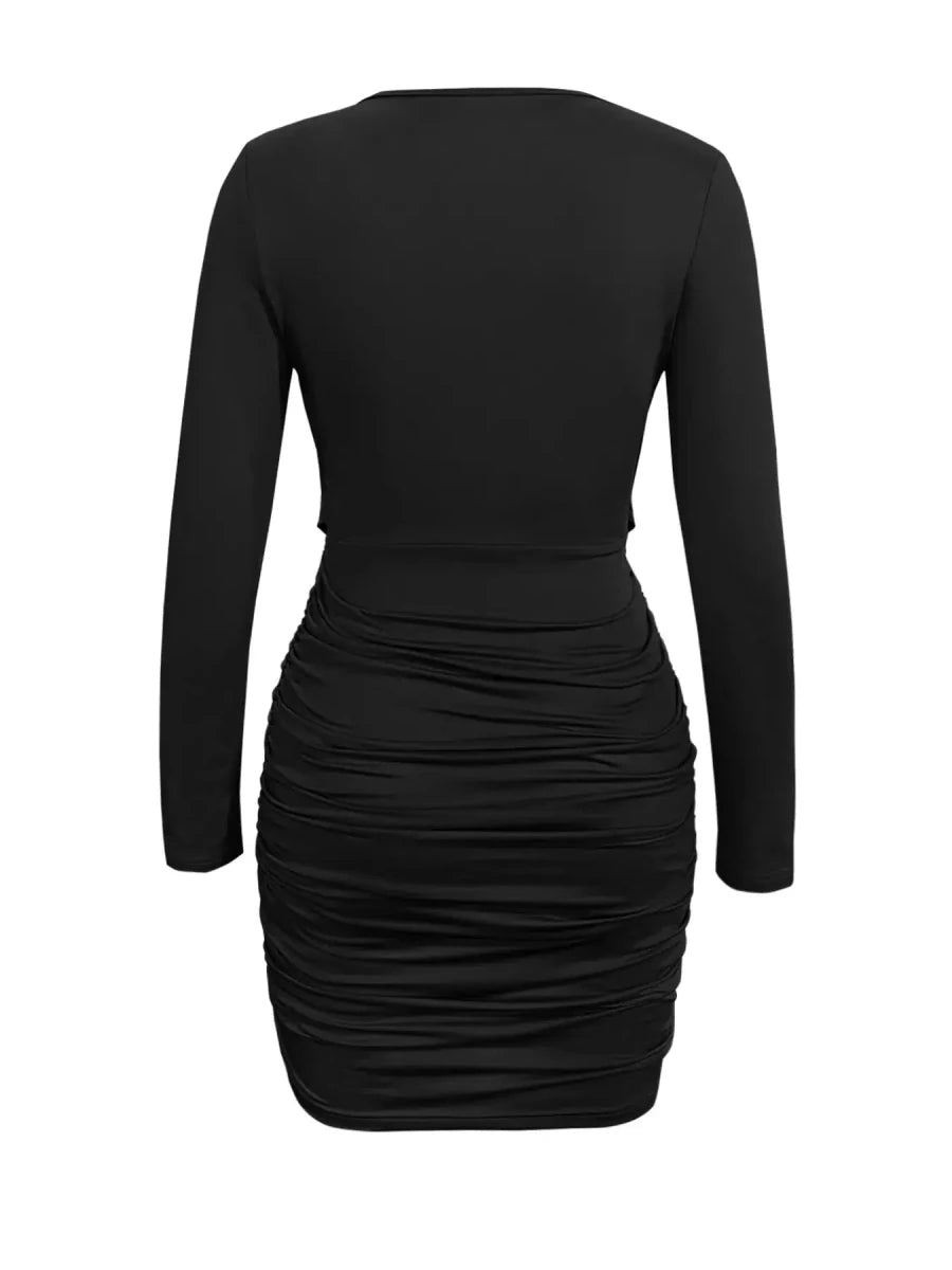 Draped in Elegance V - Neck Bodycon Mini Dress - Lustreve