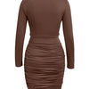 Draped in Elegance V - Neck Bodycon Mini Dress - Lustreve