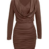 Draped in Elegance V - Neck Bodycon Mini Dress - Lustreve