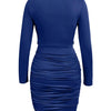 Draped in Elegance V - Neck Bodycon Mini Dress - Lustreve