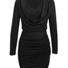 Draped in Elegance V - Neck Bodycon Mini Dress - Lustreve
