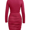 Draped in Elegance V - Neck Bodycon Mini Dress - Lustreve