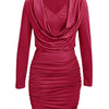 Draped in Elegance V - Neck Bodycon Mini Dress - Lustreve