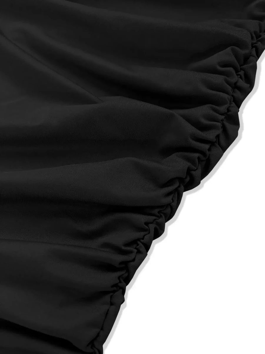 Draped in Elegance V - Neck Bodycon Mini Dress - Lustreve