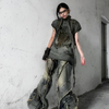 Grunge-Jeans im Used-Look mit mehreren Einsätzen und Baggy-Design 