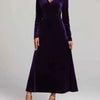 V-Neck Long Sleeve Velvet Dress