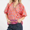 Umgee Boho Border Print Peasant Top
