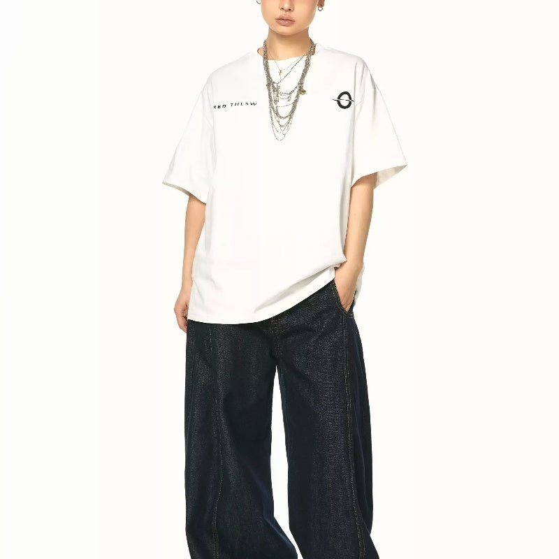 T-shirt ample en coton imprimé à col rond