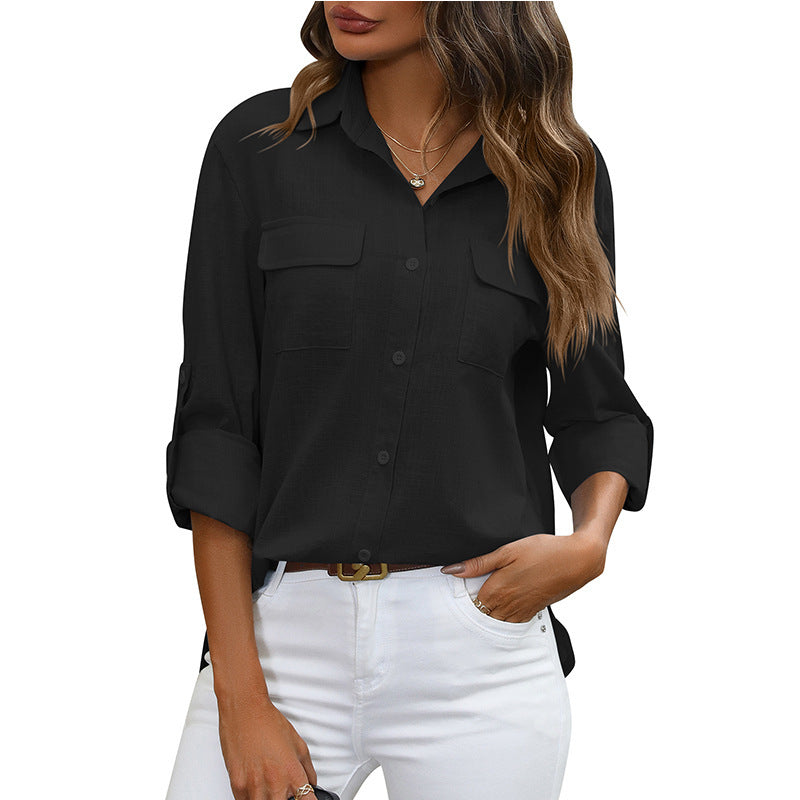 Chic Cotton Button-Up Loose Shirt