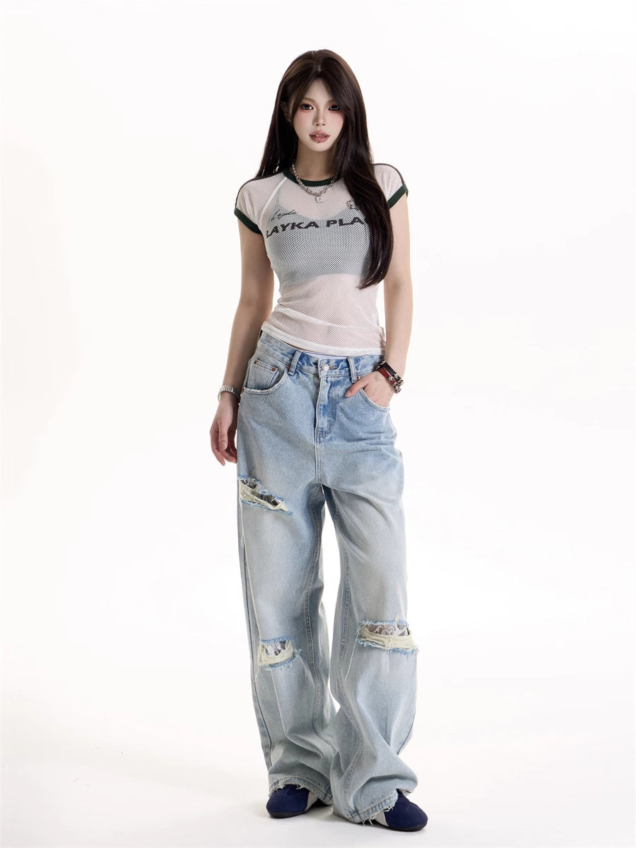 No Rules Distressed Wide Leg Jeans 