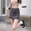 Vintage Buckle Waist Denim Mini Skirt